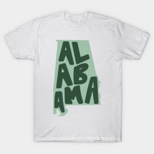 Alabama Doodle Letters Map Outline- green T-Shirt